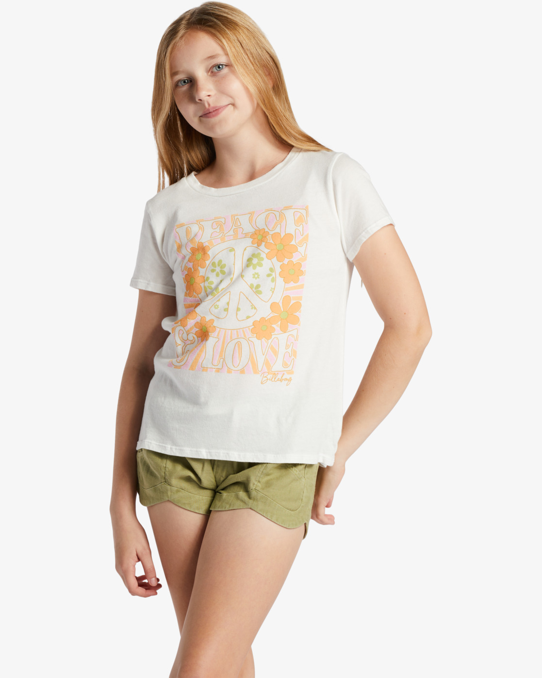 Billabong Girl's Peace And Love T-Shirt White