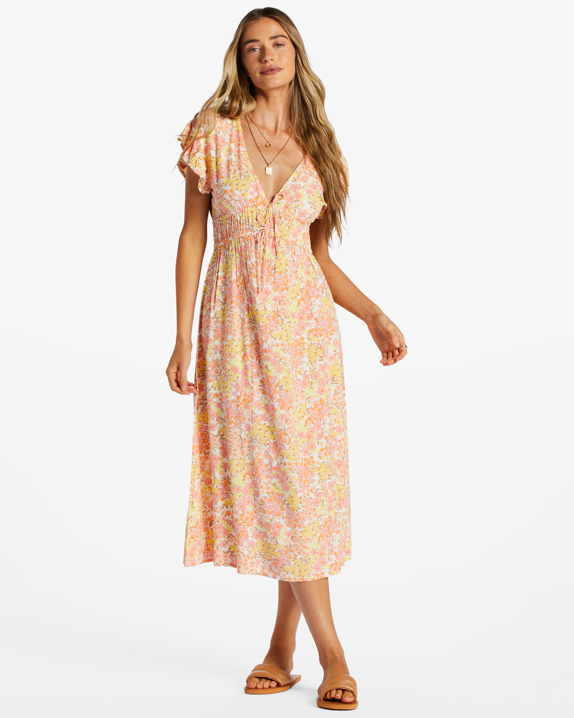 Billabong Picnic Date Midi Dress for Women Orange