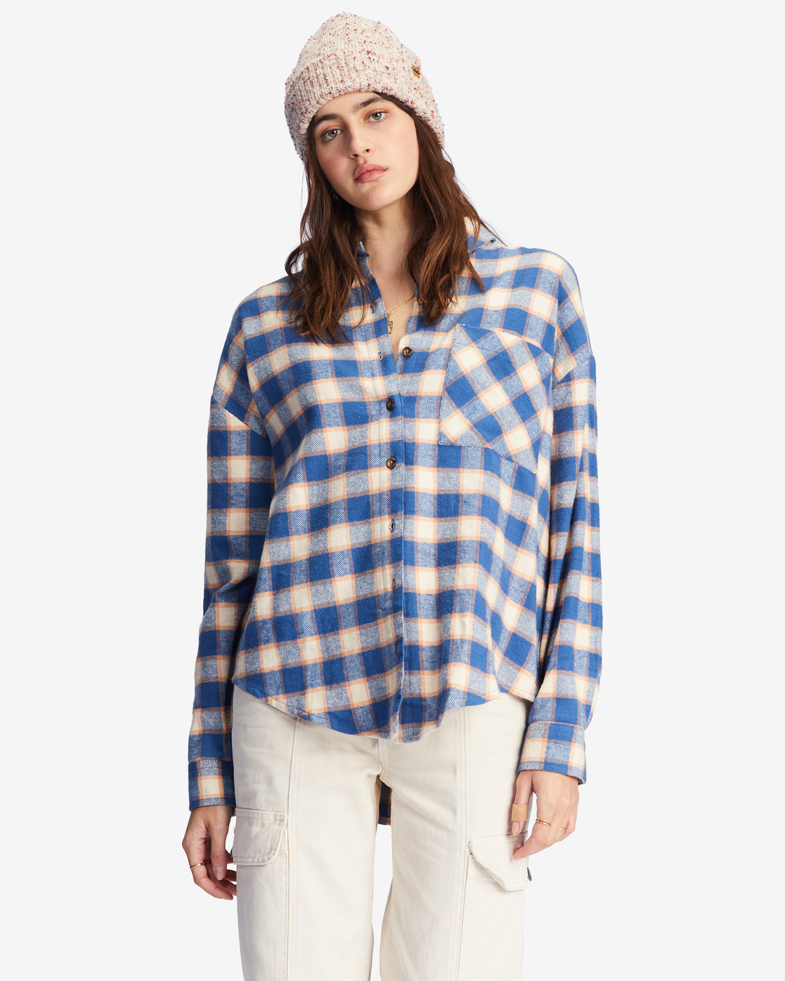 Billabong Easy Breezy Long Sleeve Button-Up Shirt for Women Blue