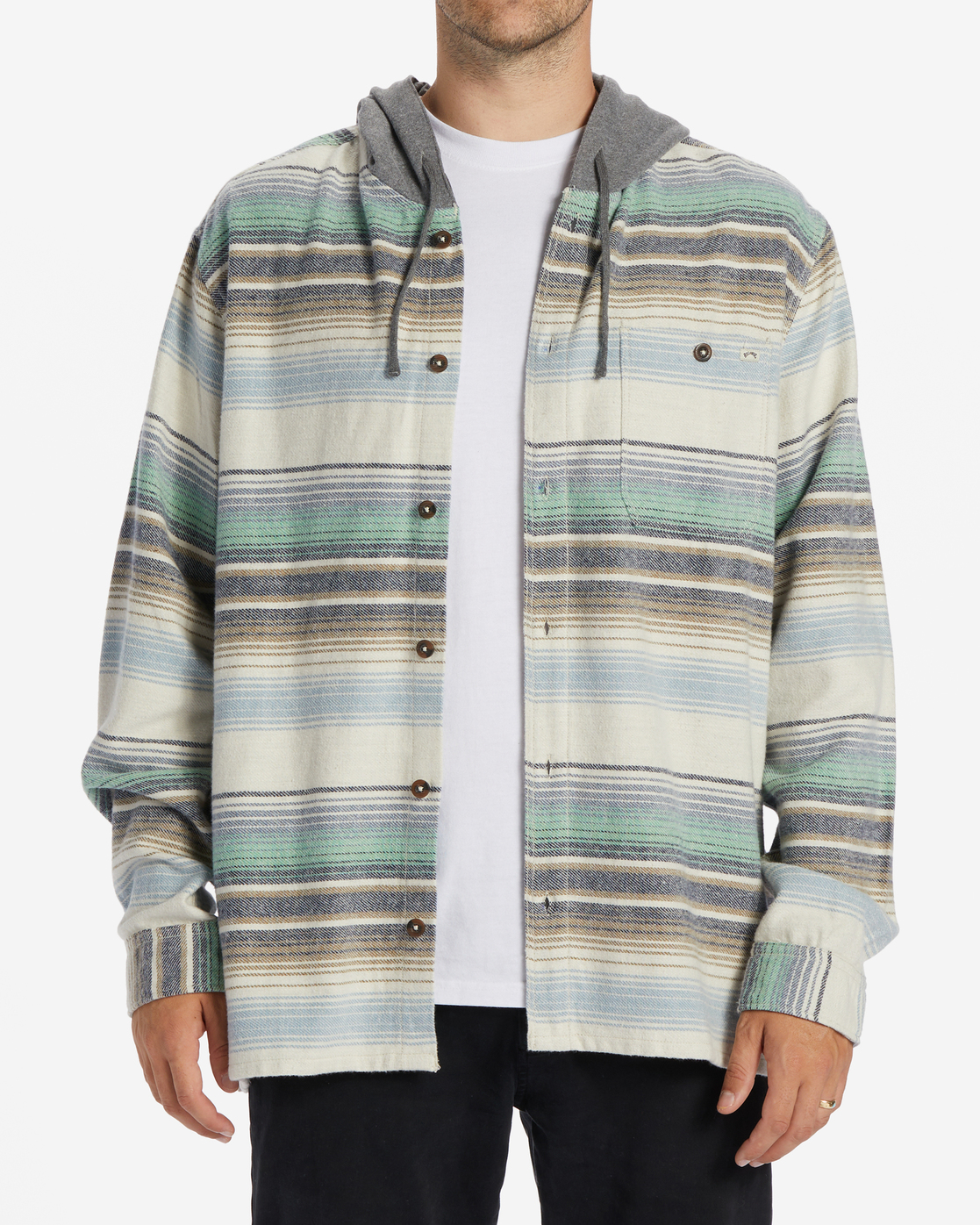 Billabong Baja Hooded Flannel Shirt for Men White