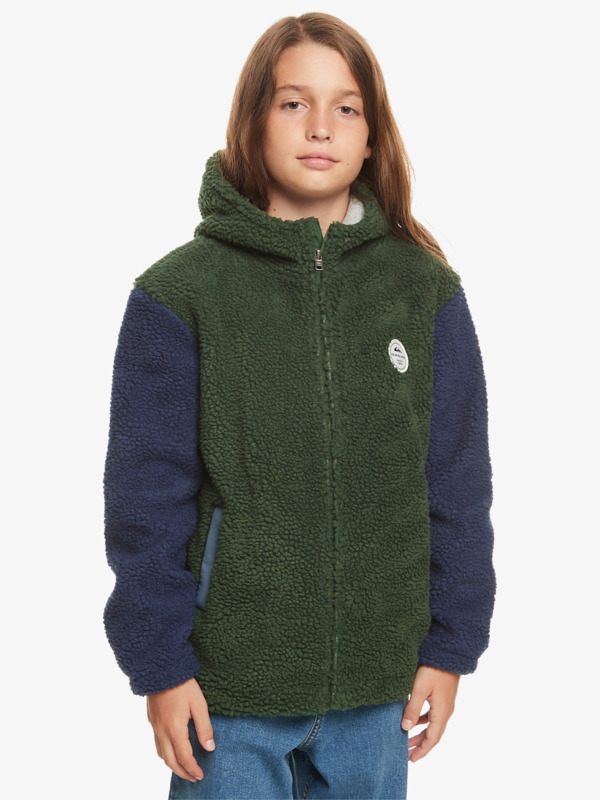 Quiksilver Pop Corn At School - Veste polaire zippée à capuche pour Garçon 8-16 Vert