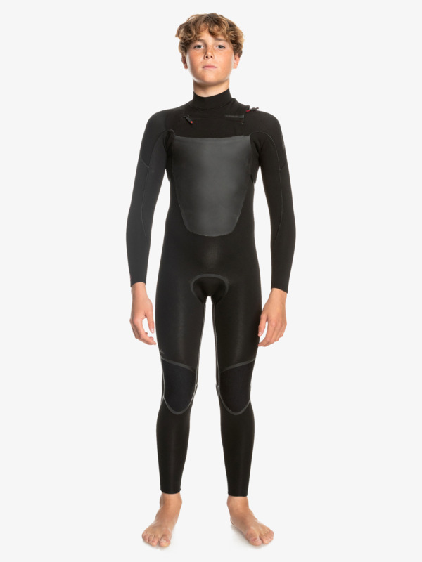 Quiksilver 4/3mm Marathon Sessions - Combinaison de surf zip poitrine pour Garçon Noir