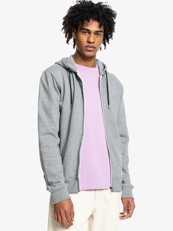 Quiksilver Essentials - Sweat à capuche demi-zip en matière biologique pour Homme Gris