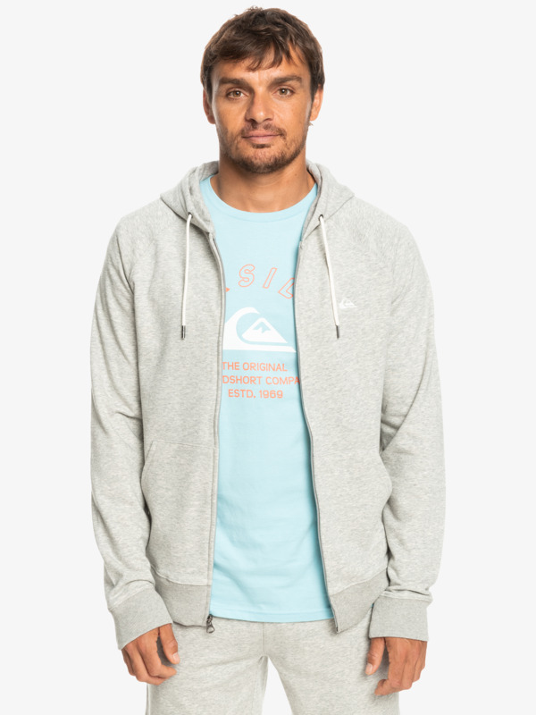 Quiksilver Essentials Raglan - Sweat à capuche zippé pour Homme Gris