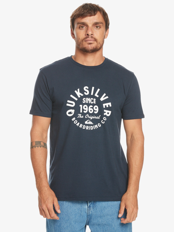 Quiksilver Circled Script - T-shirt pour Homme Bleu