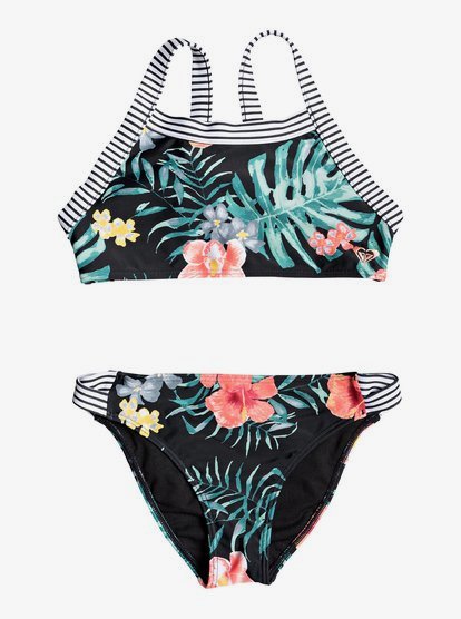 Happy Spring - Ensemble de bikini crop-top pour Fille 8-16 ans - Noir - Roxy