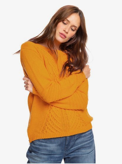 Glimpse Of Romance - Pull col rond pour Femme - Jaune - Roxy