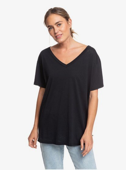 Great To Chill - T-shirt col V pour Femme - Noir - Roxy