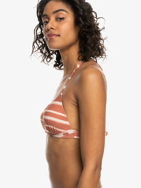 Printed Beach Classics Top De Bikini Con Cuello Deportivo Para Mujer