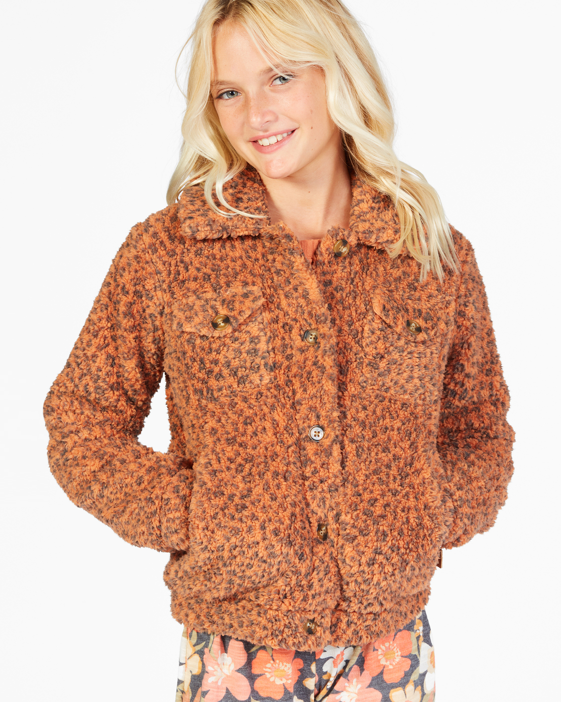 Girls' Billabong Grafton Button-Up Sherpa Fleece Jacket