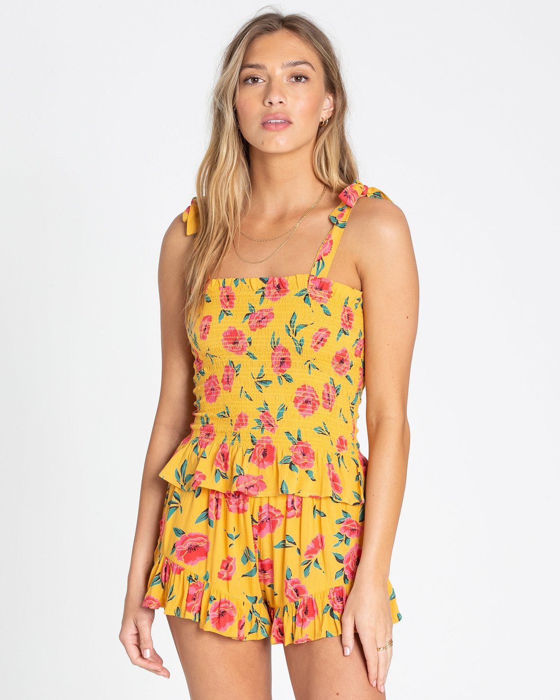 billabong yellow floral shorts