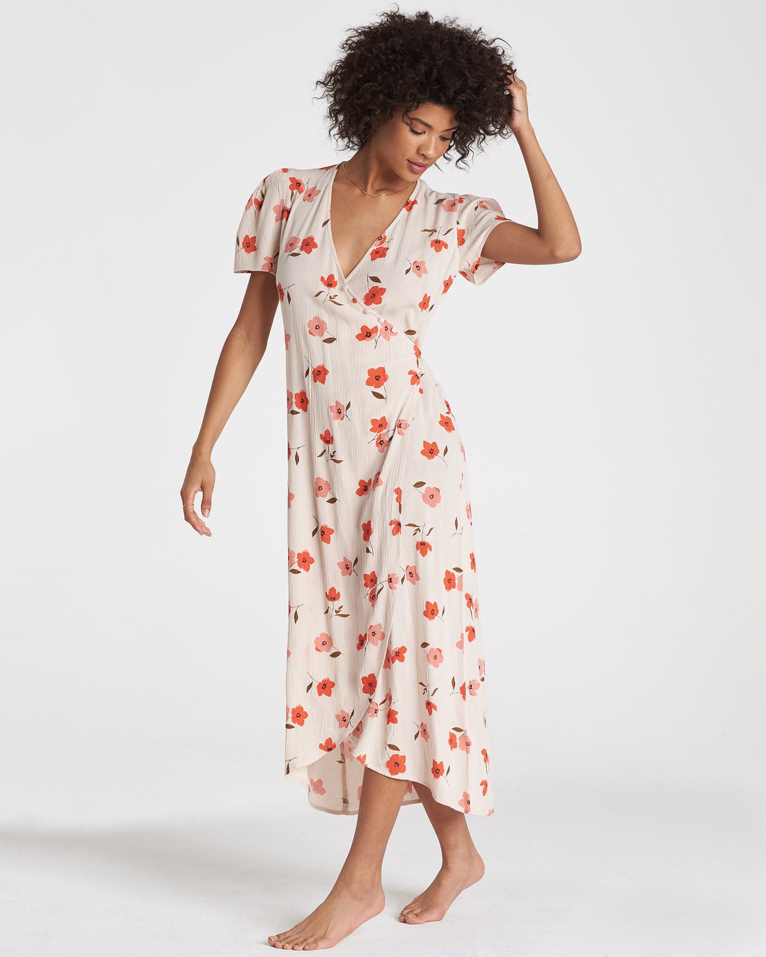 button through midi tea dress