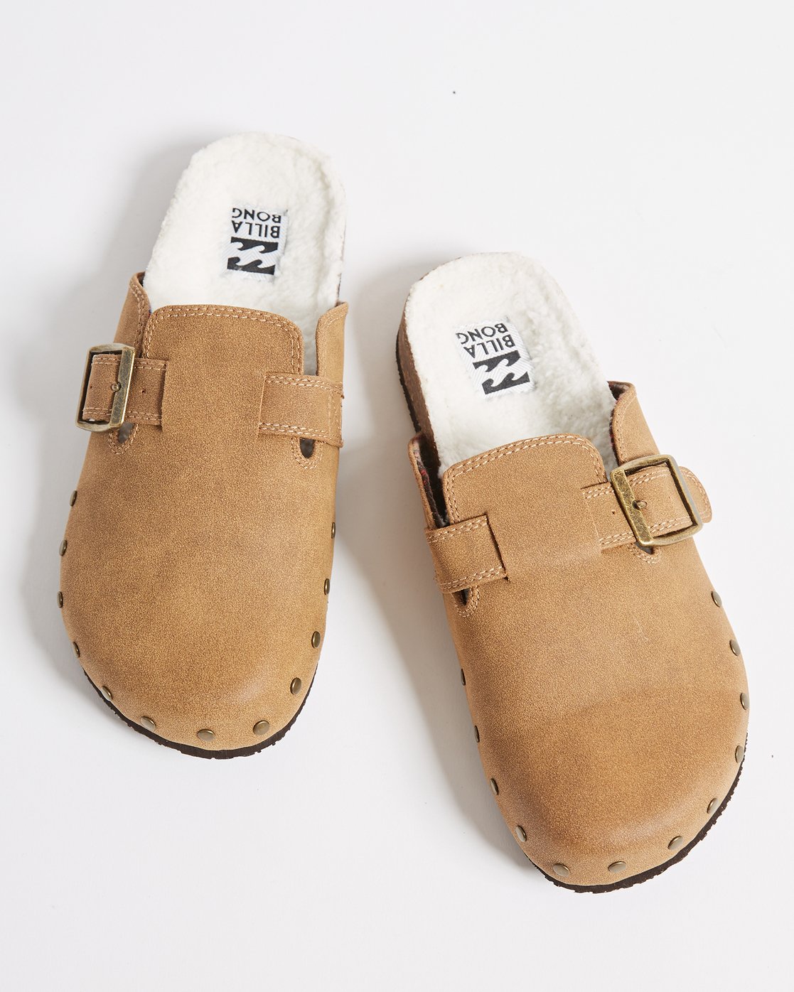 white flat mule slides