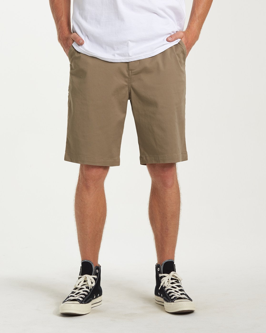 khaki stretch shorts