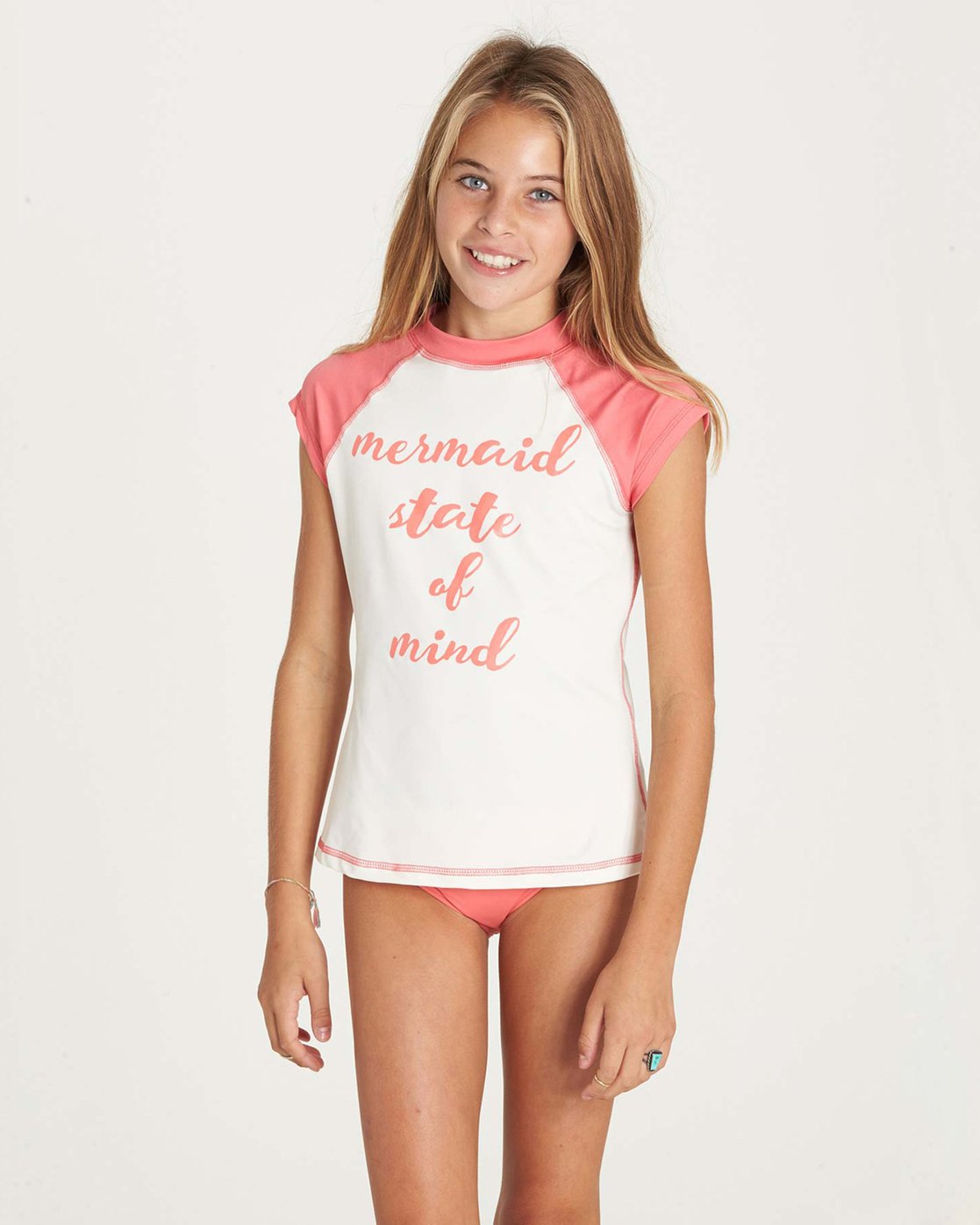 Girl Power Surf Short Sleeve Rash Guard Red