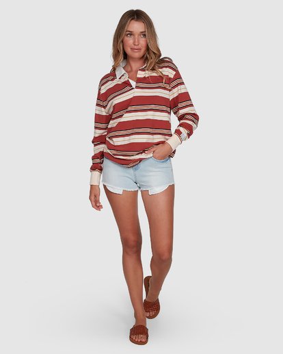 6 Double Up Rugby Long Sleeve Top Brown 6507143X Billabong