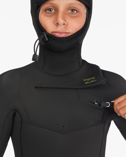 5 Boy's 5/4 Absolute Chest Zip Hooded Wetsuit Green ABBW200101 Billabong