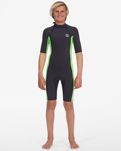 1 Boy's 2/2mm Absolute Short Sleeve Back Zip Springsuit Green ABBW500109 Billabong