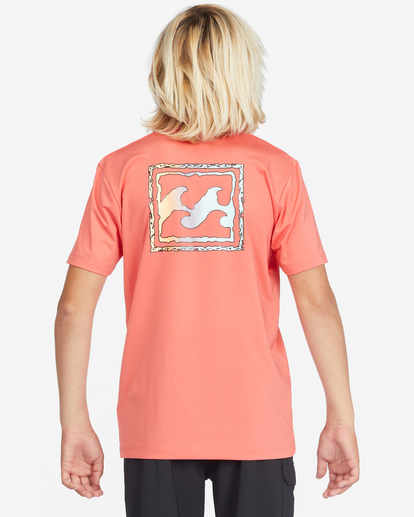 2 Boys' Crayon Wave Loose Fit Short Sleeve Surf Tee Orange ABBWR00122 Billabong