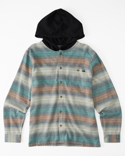 0 Boy's Baja Hooded Flannel Shirt Beige ABBWT00123 Billabong