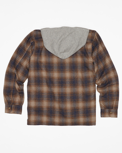 1 Boy's Baja Hooded Flannel Shirt Blue ABBWT00123 Billabong