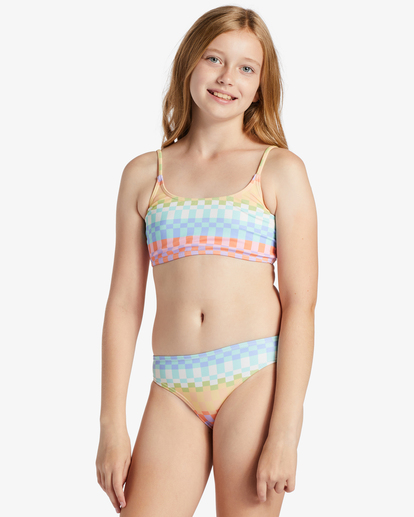 Paradise Check Two Piece Trilet Bikini Set for Girls 4 14