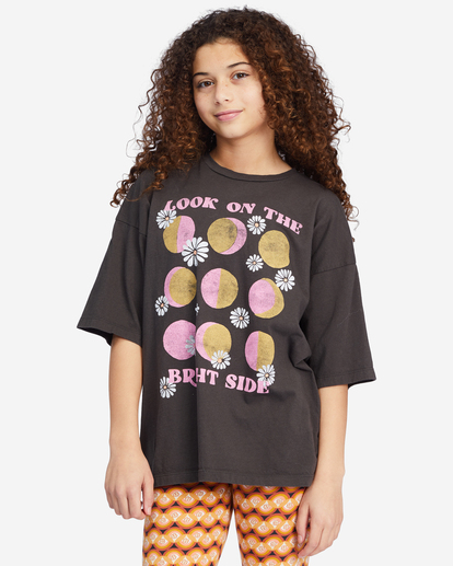 0 Girls' Bright Side Graphic Boyfriend T-Shirt Black ABGZT00344 Billabong
