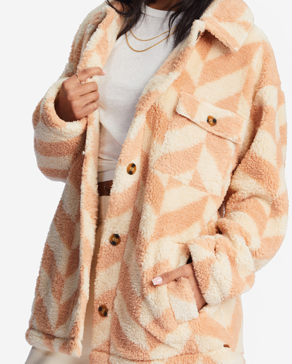 3 Fairbanks Button-Up Teddy Bear Jacket Beige ABJFT00187 Billabong