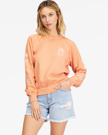 Billabong | Shrunken Crew Pullover Sweatshirt for Women | Orange