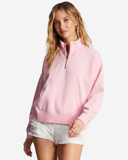 0 Lazy Mornings Half-Zip Pullover Sweatshirt Pink ABJFT00341 Billabong