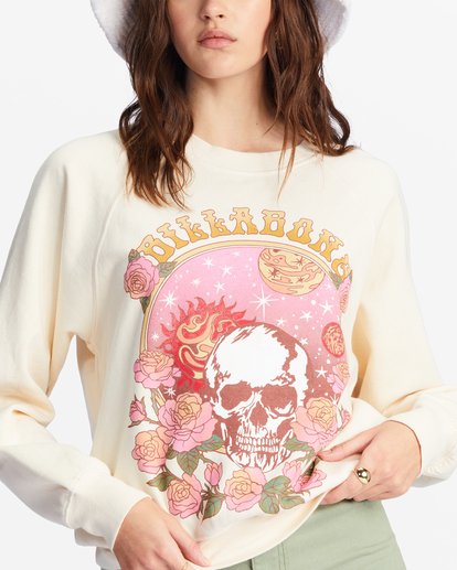 3 Here We Go Graphic Crewneck Sweatshirt White ABJFT00344 Billabong