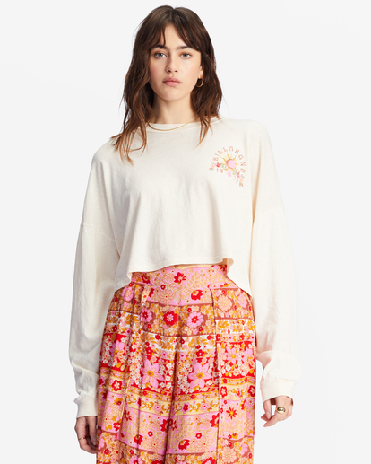 0 Beach Boyfriend Long Sleeve Crop Top White ABJKT00282 Billabong