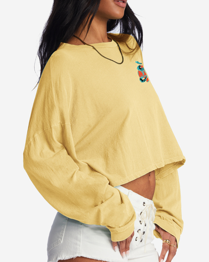 4 Beach Boyfriend Long Sleeve Crop Top Yellow ABJKT00282 Billabong
