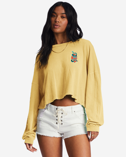0 Beach Boyfriend Long Sleeve Crop Top Yellow ABJKT00282 Billabong