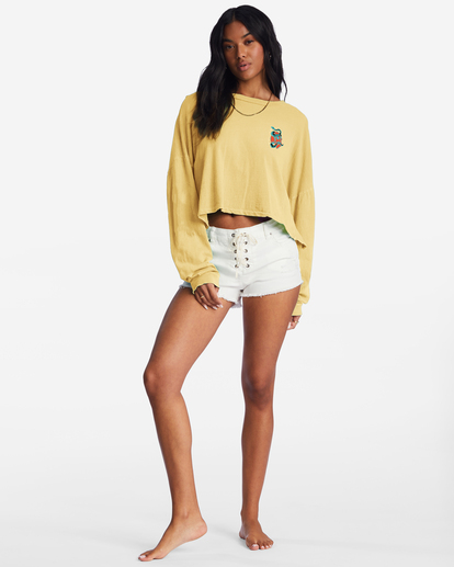 1 Beach Boyfriend Long Sleeve Crop Top Yellow ABJKT00282 Billabong