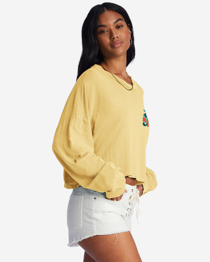 3 Beach Boyfriend Long Sleeve Crop Top Yellow ABJKT00282 Billabong