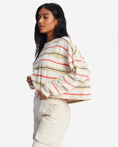 3 Beach Boyfriend Boxy Long Sleeve T-Shirt White ABJKT00426 Billabong