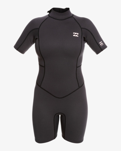 0 2/2mm Launch - Springsuit met Korte Mouw en Rits op de Rug voor Dames Black ABJW500109 Billabong