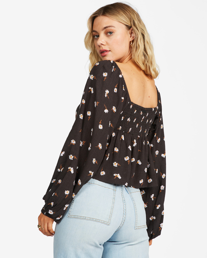 2 Love You More Long Sleeve Sweetheart Blouse Black ABJWT00254 Billabong