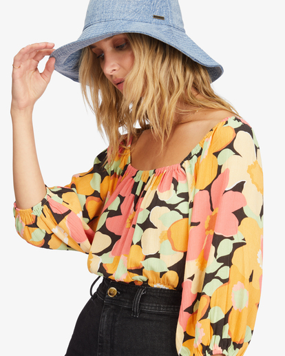 5 Sun City 2 Puff Sleeve Crop Top Multicolor ABJWT00327 Billabong