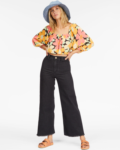 1 Sun City 2 Puff Sleeve Crop Top Multicolor ABJWT00327 Billabong