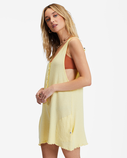 1 Fade Away Button-Up Knit Romper Yellow ABJX600175 Billabong