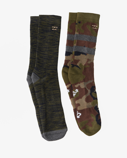 0 2-Pack Camo Crew Socks Green ABYAA00173 Billabong