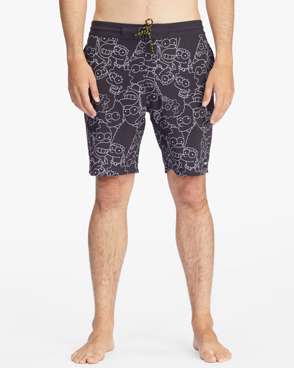 2 The Simpsons Family Keyline Lo Tide Boardshorts 19" Black ABYBS00293 Billabong