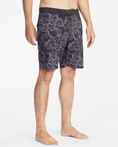 4 The Simpsons Family Keyline Lo Tide Boardshorts 19" Black ABYBS00293 Billabong