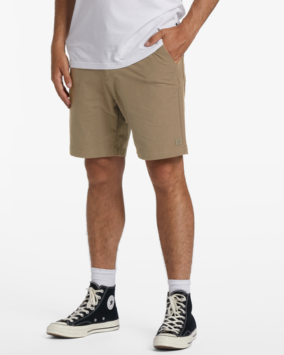 3 A/Div Surftrek Plus Organic Elastic Waist Shorts 19" Brown ABYWS00185 Billabong