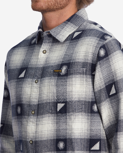 4 Wrangler Shadows Flannel Shirt Blue ABYWT00186 Billabong
