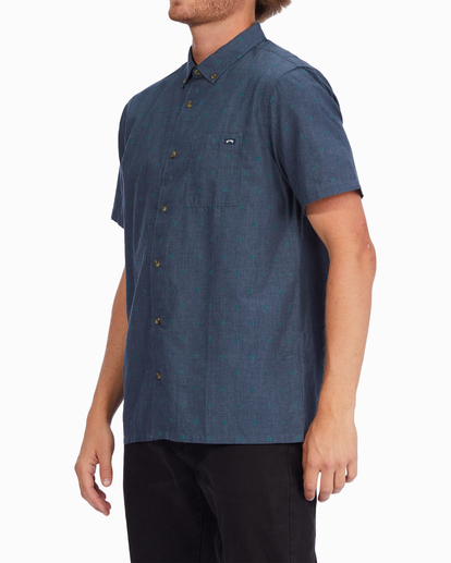 1 All Day Jacquard Organic Short Sleeve Shirt Blue ABYWT00208 Billabong