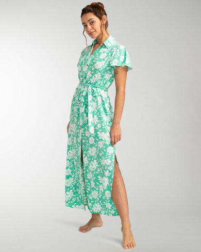 2 Sweet Day - Maxi Jurk in Shirt-stijl voor Dames Green EBJWD00109 Billabong