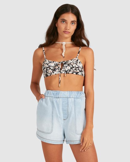 3 The Strand Elastic Waist Denim Shorts Blue UBJDS00105 Billabong